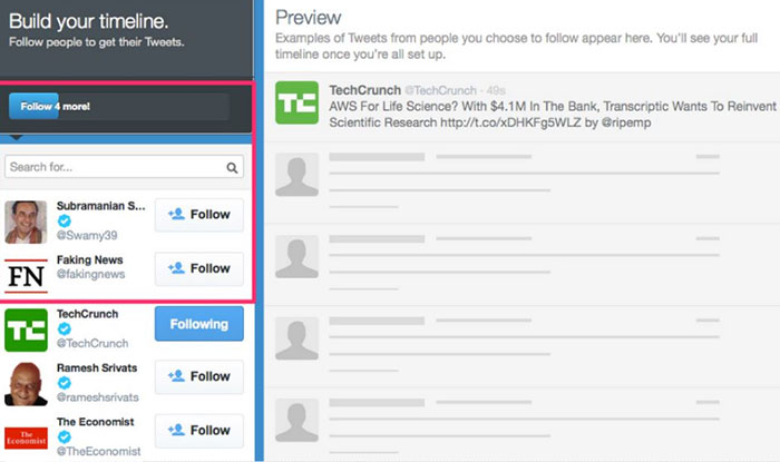 Twitter - suggested users feature