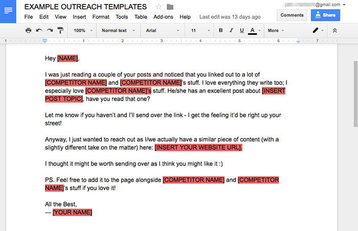 Example email outreach scripts