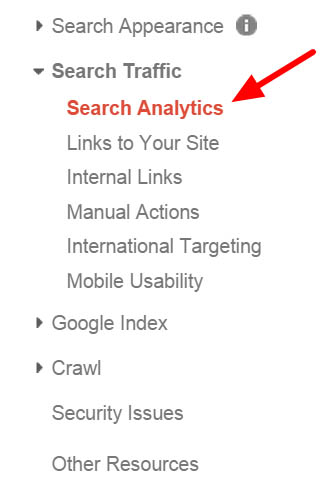 Search Analytics report in Google Search Console