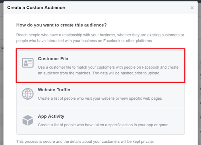 Create a facebook retargeting list from email subscribers