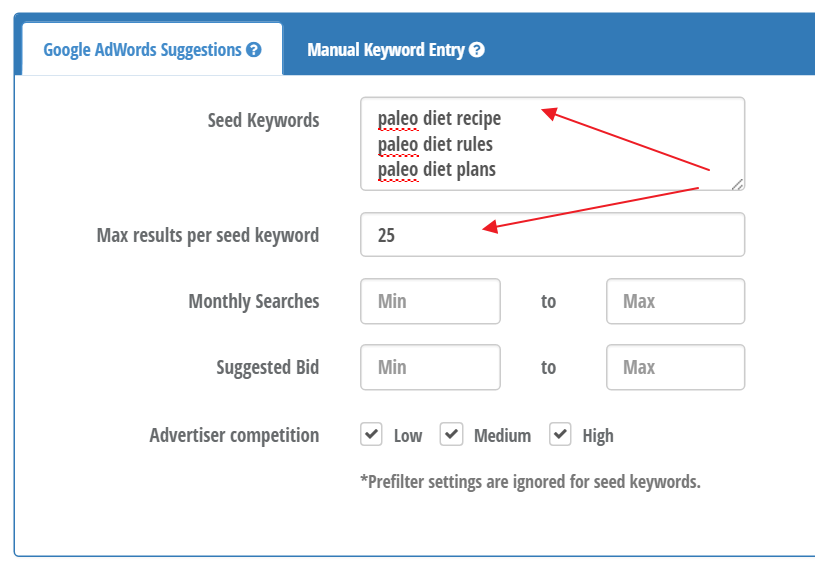 Seed keyword research