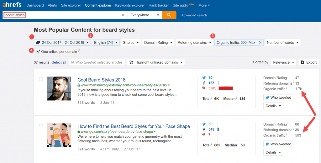 Ahrefs Content Explorer