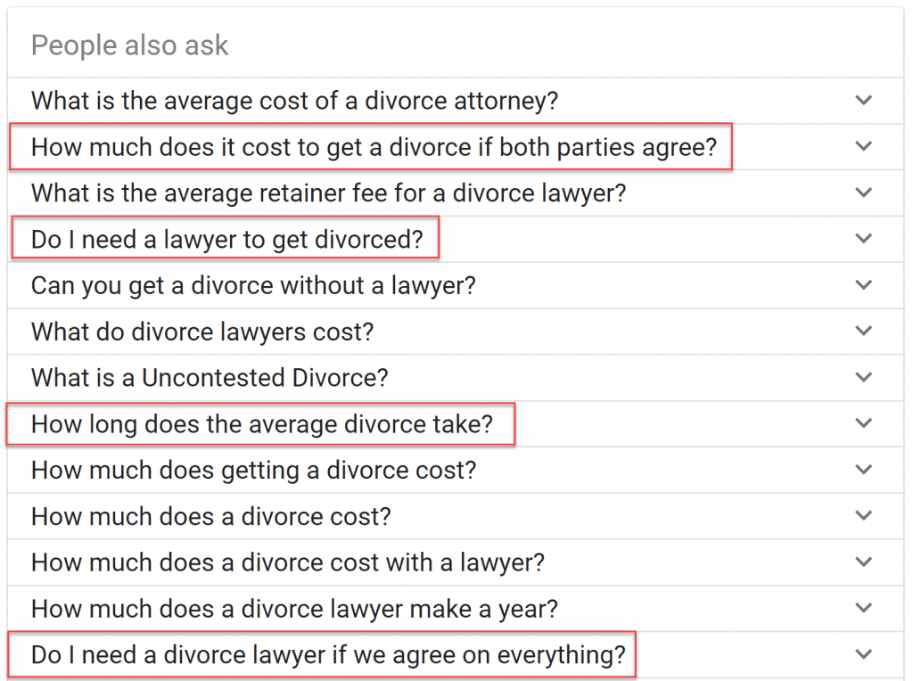 Question queries for service-based companies